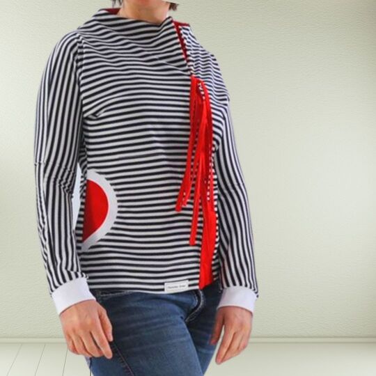 Fledermausshirt Jule Gr. 34-46 mit Kelchkragen - Schnittmuster