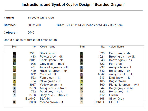 Bearded Dragon Cross Stitch Pattern PDF