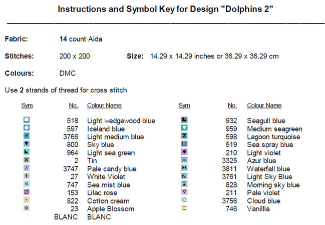 Dolphins 2 Cross Stitch Pattern PDF