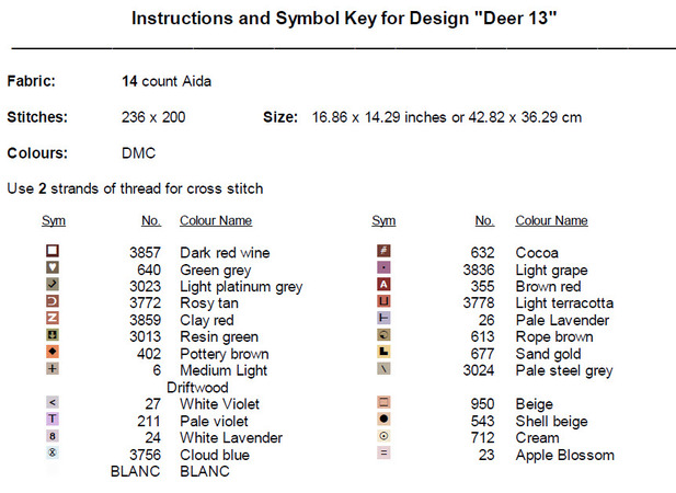 Deer 13 Cross Stitch Pattern PDF