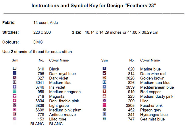 Feathers 23 Cross Stitch Pattern PDF