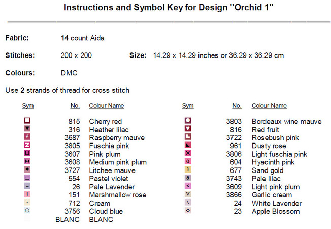 Orchid 1 Cross Stitch Pattern PDF