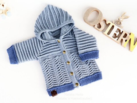 Baby- & Kinderjacke "Lars"  Gr. 50-128 (Raglan, Reliefmuster)