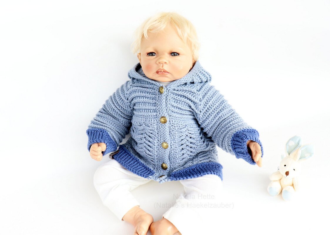 Baby & children's jacket “Lars”  Sizes 0 m.-5 y. (raglan, relief pattern) - Image 9
