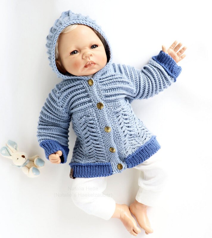 Baby- &amp; Kinderjacke "Lars"  Gr. 50-128 (Raglan, Reliefmuster)