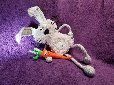 Kuschelhase -Kiara mit Karotte Gusta - Häkelanleitung