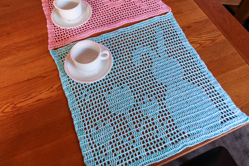 Set Osterfreuden Tischband + Tischsets Häkelanleitungen