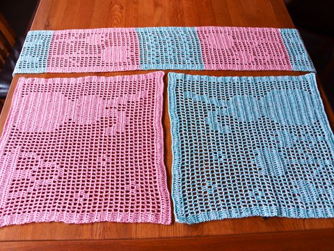 Set Osterfreuden Tischband + Tischsets Häkelanleitungen