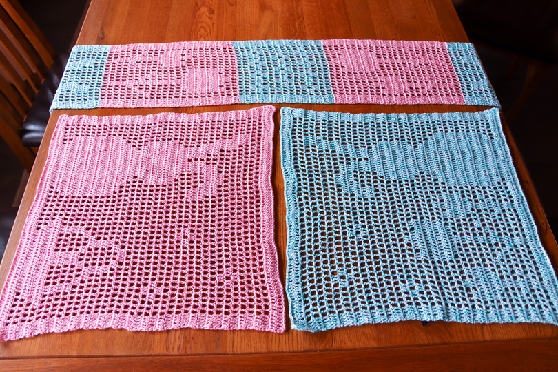 Set Osterfreuden Tischband + Tischsets Häkelanleitungen