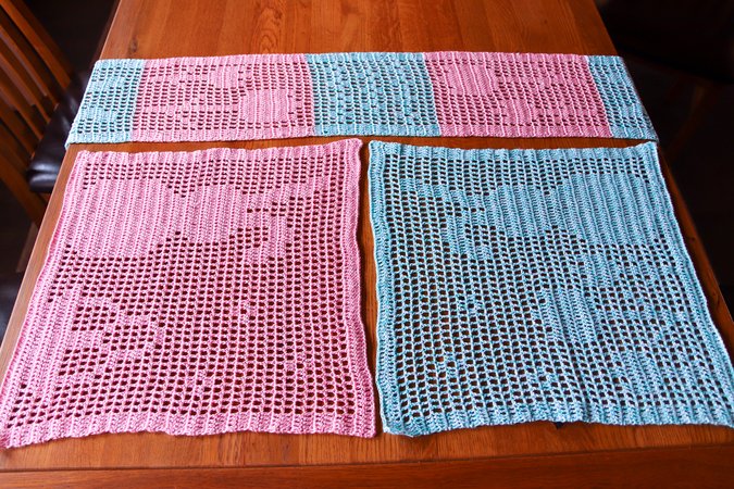 Set Table Mat and Ribbon Osterfreuden crochet patterns