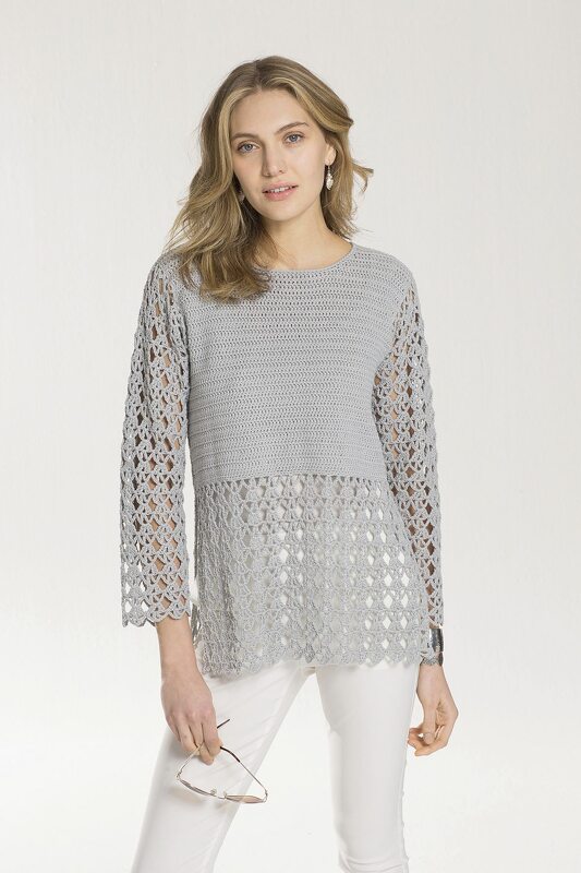 Häkelanleitung: Pulli in silbergrau