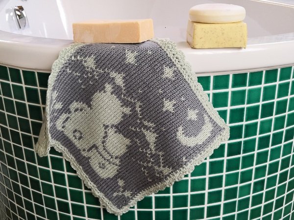 Double Knitting Pattern Washcloth "Bear Tobi"