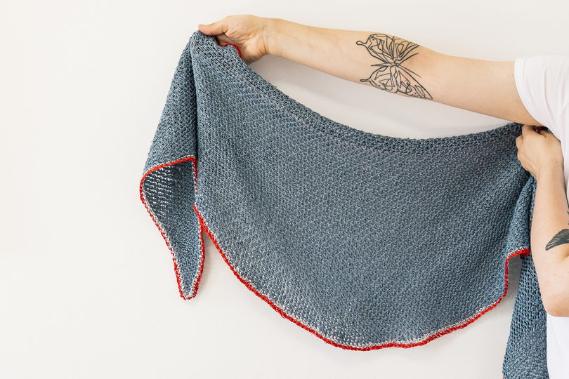 Häkelanleitung halbrundes Tuch tunesisch häkeln "Maine"