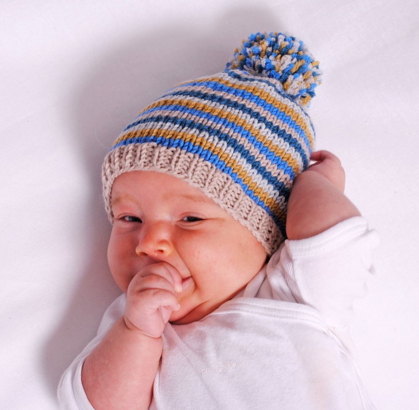 Strickanleitung Ringeldecke Karl & Co. in der Größe 55x72 cm, mit Mütze - Bild 2