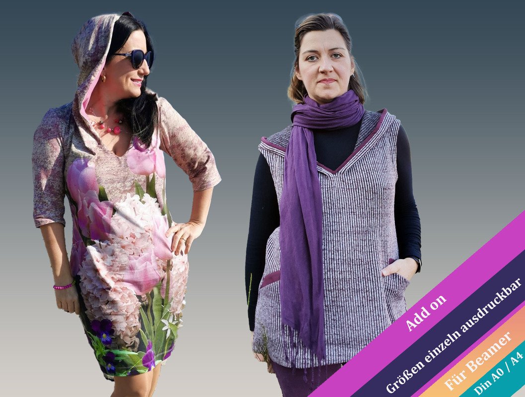 Anleitung Oxalis add on kapuze und Ärmel von 34 - 56