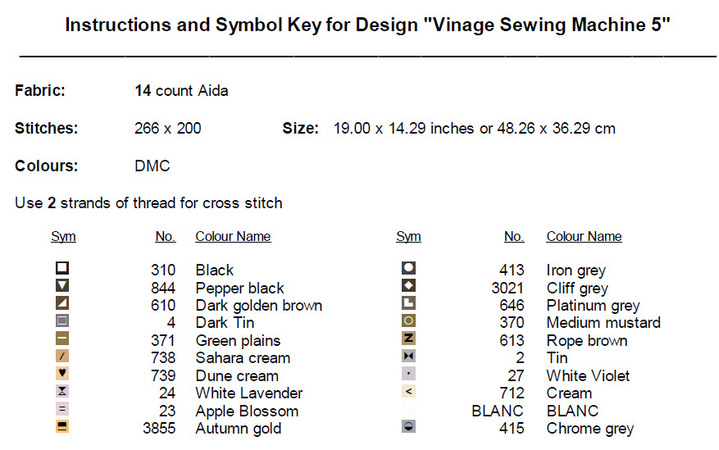 Vintage Sewing Machine Cross Stitch Pattern PDF