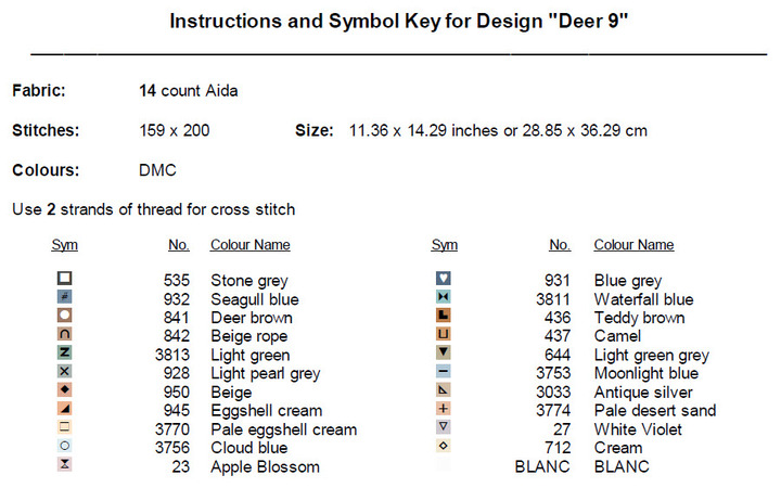Deer 9 Cross Stitch Pattern PDF