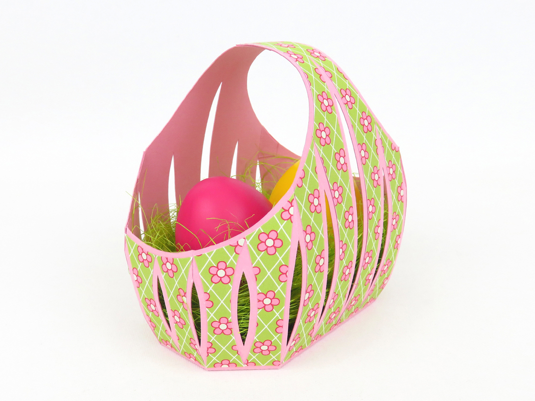 Osterkörbchen mit Motivpapier – Bastelanleitung und Vorlagen