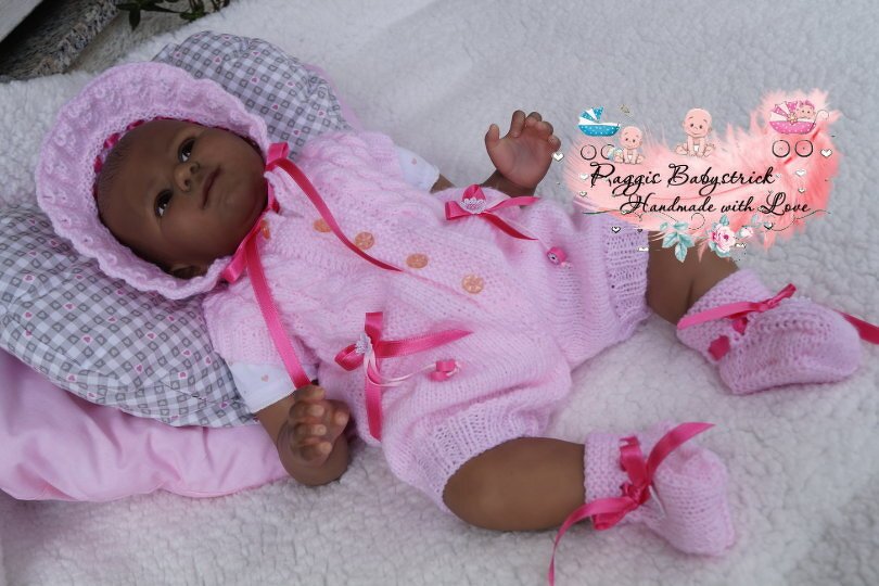 Strickanleitung für Baby's u. Reborns 3-teilig Modell Paulina Gr. 50