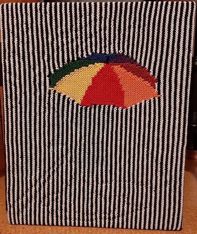 Schattenstrickbild mit buntem Regenschirm 1 / Nur für Farbwechsel-Geübte. - Bild 2