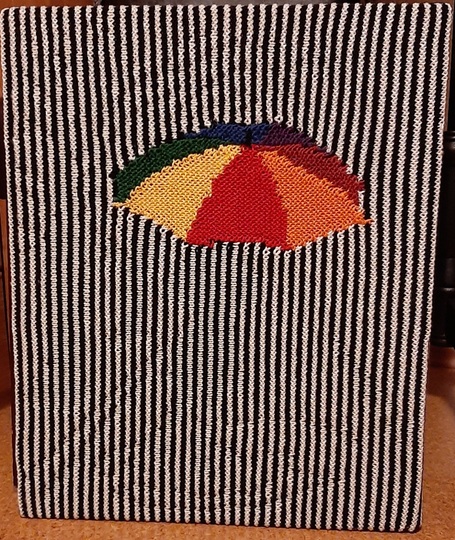 Schattenstrickbild mit buntem Regenschirm 1 / Nur für Farbwechsel-Geübte.