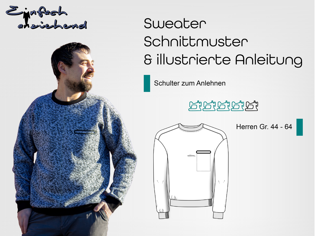 Schnittmuster Sweater Schulter zum Anlehnen Gr. 44 - 64