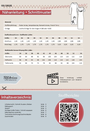 Jerseykleid Agda Gr. 34-46 Schnittmuster und Nähanleitung