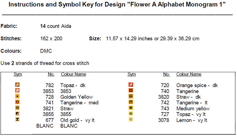Flower A Alphabet Monogram 1 Cross Stitch Pattern PDF