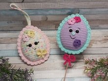 Häkelanleitung Kunterbunte "Ostereier-Anhänger/Blumenstecker"