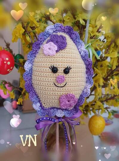 Häkelanleitung Kunterbunte "Ostereier-Anhänger/Blumenstecker"