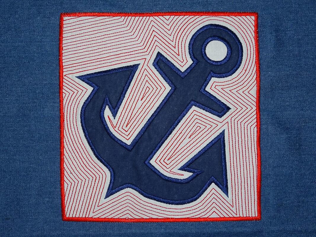 Anker voll flächige Stickdatei zum Stoff besticken in 5 Größen