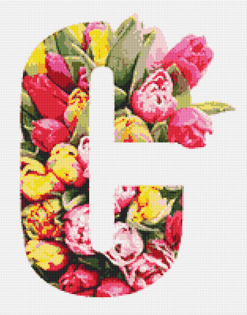 Flower C Alphabet Monogram 1 Cross Stitch Pattern PDF