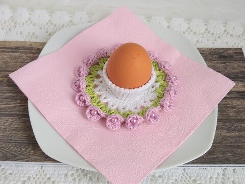 Häkelanleitung Eierbecher Rosenblüte