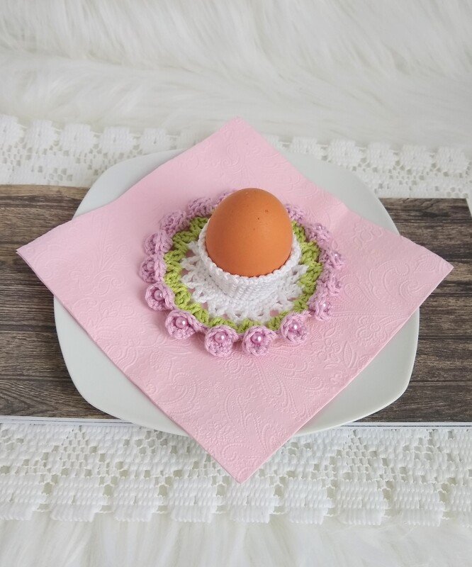 Häkelanleitung Eierbecher Rosenblüte - Bild 2