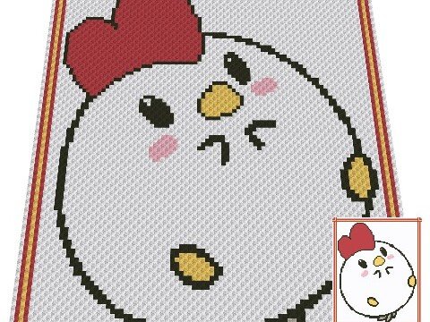 Häkelmuster * VERRÜCKTES HÜHNCHEN * Grafik für C2C Decke