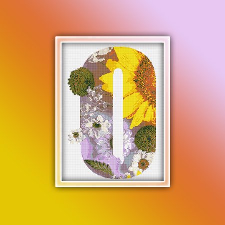 Flower O Alphabet Monogram 1 Cross Stitch Pattern PDF