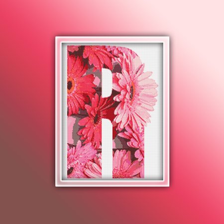 Flower R Alphabet Monogram 1 Cross Stitch Pattern PDF