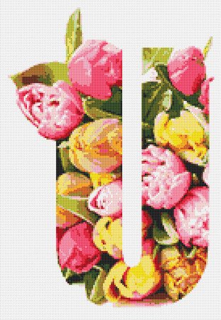 Flower U Alphabet Monogram 1 Cross Stitch Pattern PDF