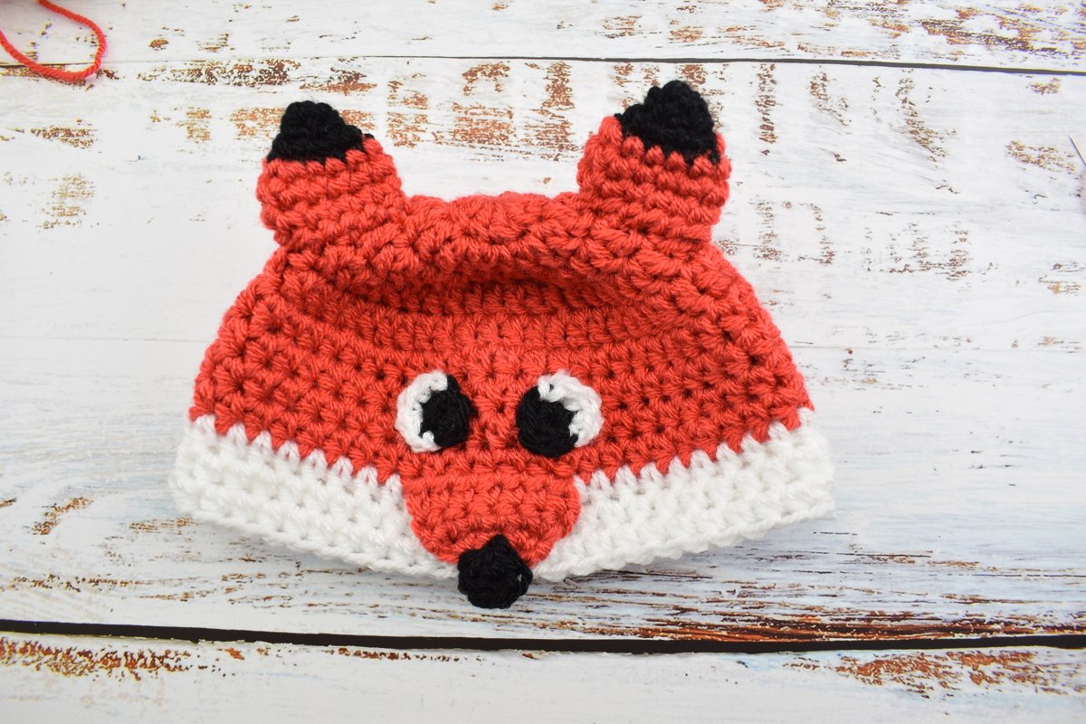 Crochet Fox Baby Beanie/ Hat available in 6 sizes Beginner pattern - Image 2