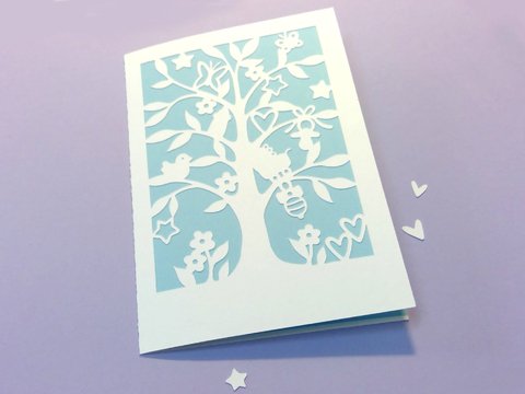 Karte Baby Baum Plotterdatei SVG DXF