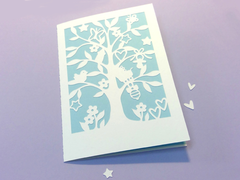 Karte Baby Baum Plotterdatei SVG DXF FCM