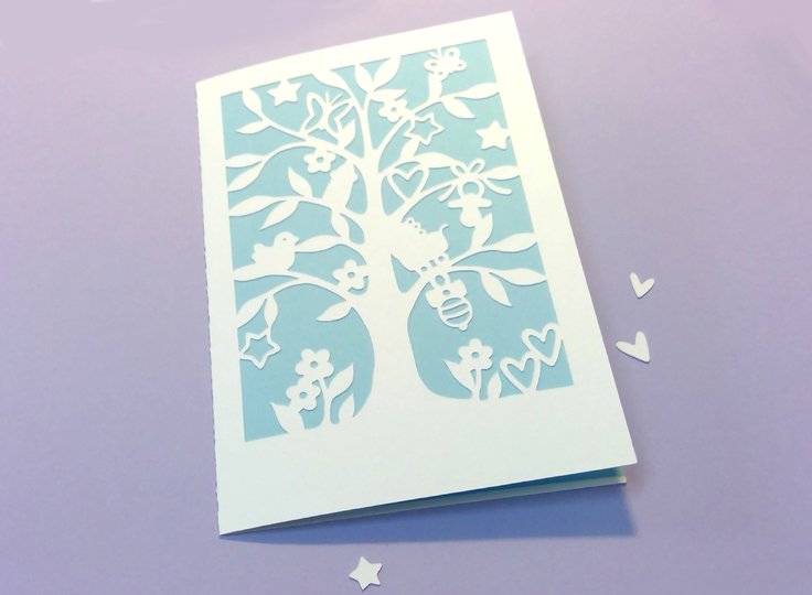 Karte Baby Baum Plotterdatei SVG DXF