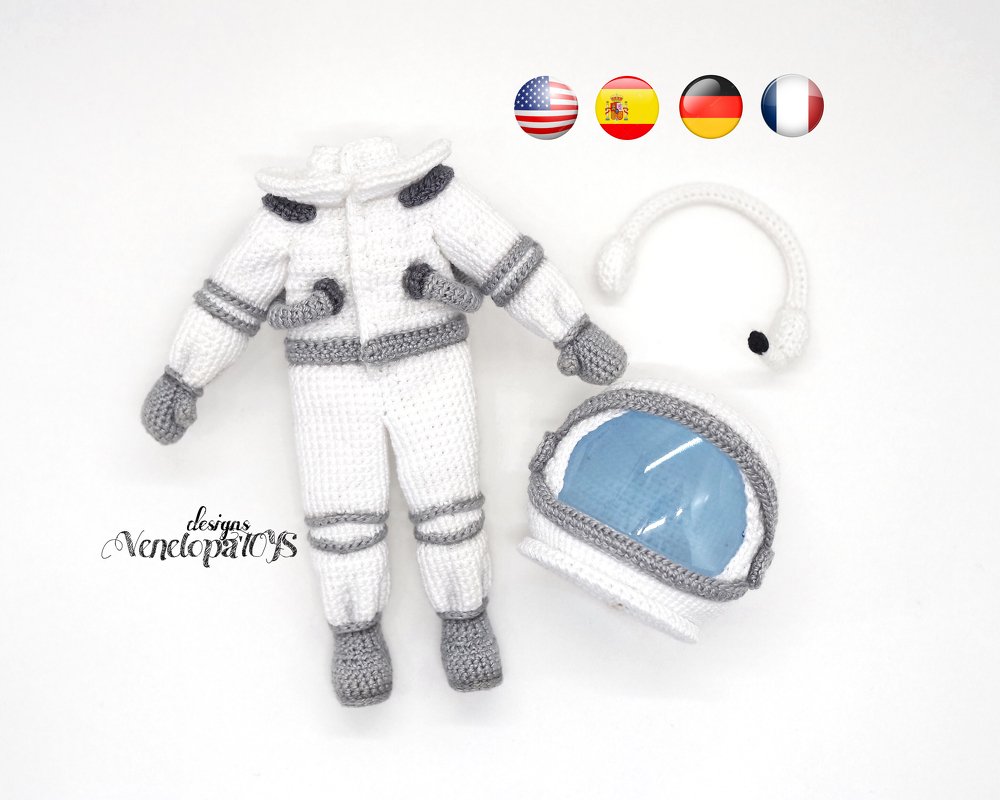 Häkelanleitung Kostüm Astronaut für Puppe