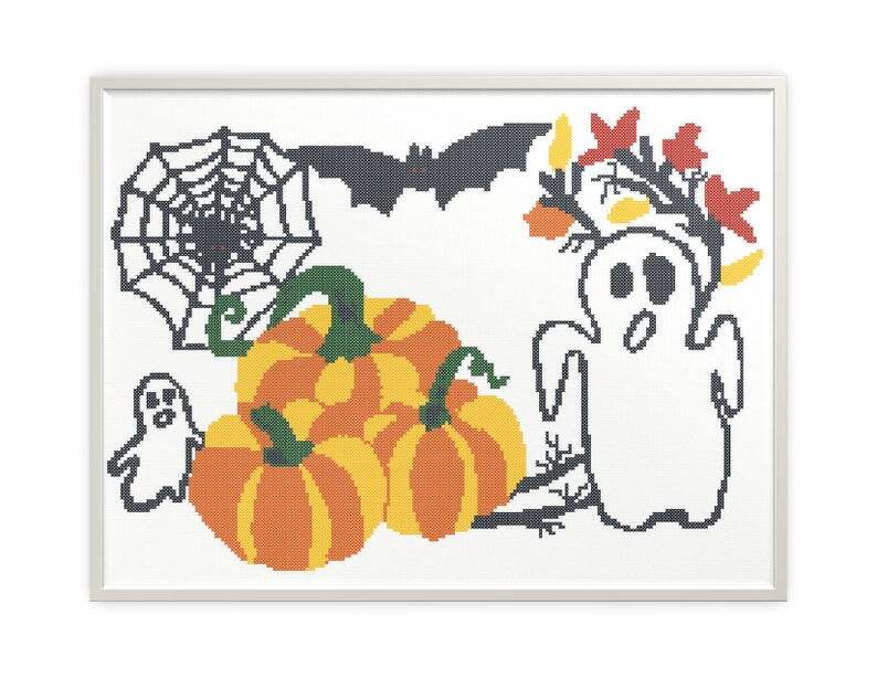Halloween, modern cross stitch pattern