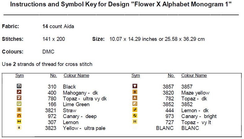 Flower X Alphabet Monogram 1 Cross Stitch Pattern PDF