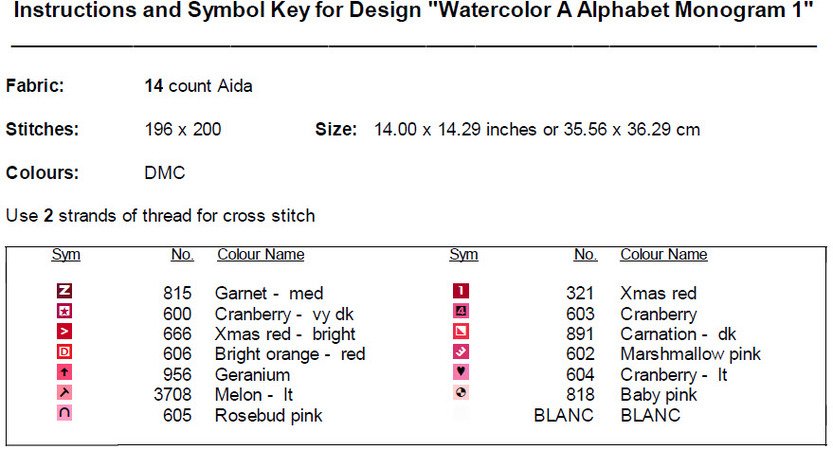Watercolor A Alphabet Monogram Cross Stitch Pattern PDF