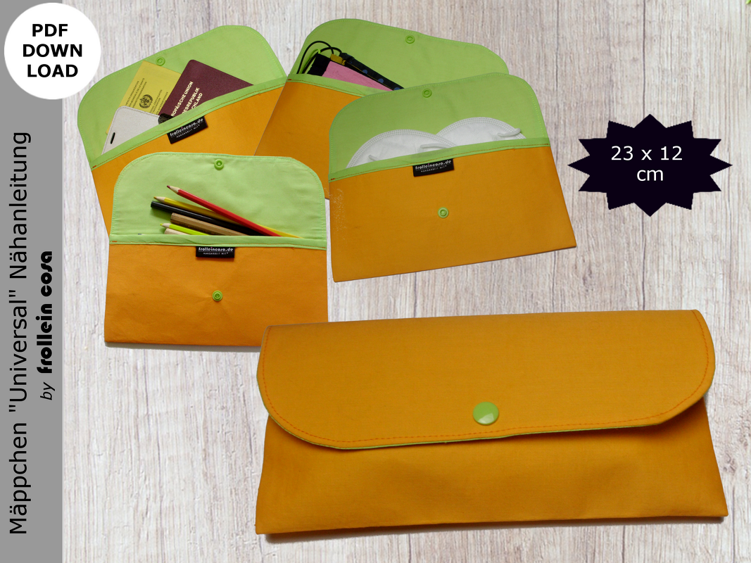 Nähanleitung Mäppchen "Universal"  23 x 12 cm