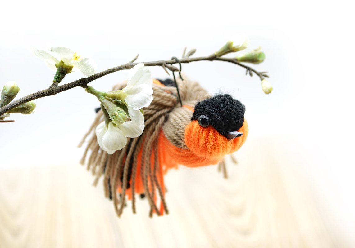 Bastelanleitung Gimpel Wollvogel