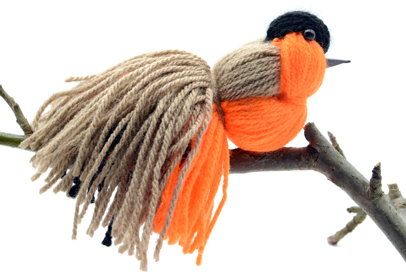 Bastelanleitung Gimpel Wollvogel