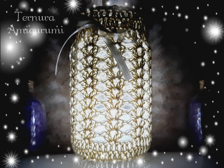 Crochet decoration Candle Holder glass waste